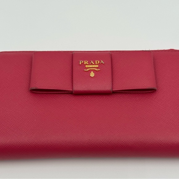 (SOLD) Prada Saffiano Leather Pink Bow Tie Wallet - Picture 11 of 16